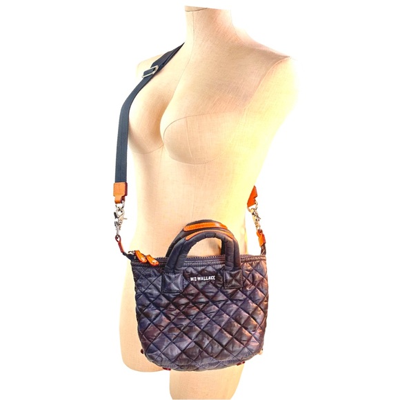 MZ WALLACE Women’s Micro Sutton Recycled Nylon Small Crossbody In Dark Blue Camo - Picture 5 of 13